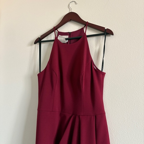 BHLDN Marceau High-Low Crepe Tulip Dress in Bordeaux Red Burgandy Size 12 - Picture 3 of 16